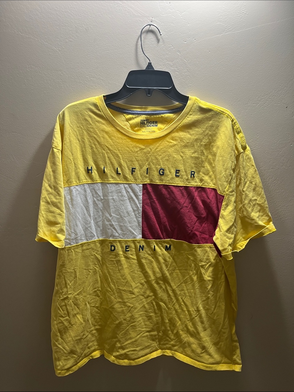 Tommy Hilfiger Yellow Colorblock Logo Short Sleeve Tee